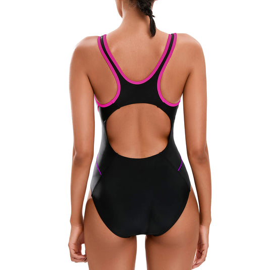 Damen Racerback Multi Pipe Sport-Badeanzug