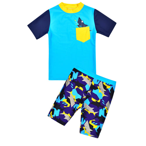 Boys' UPF 50+ UV Sun Protection 2-Piece Swimsuit