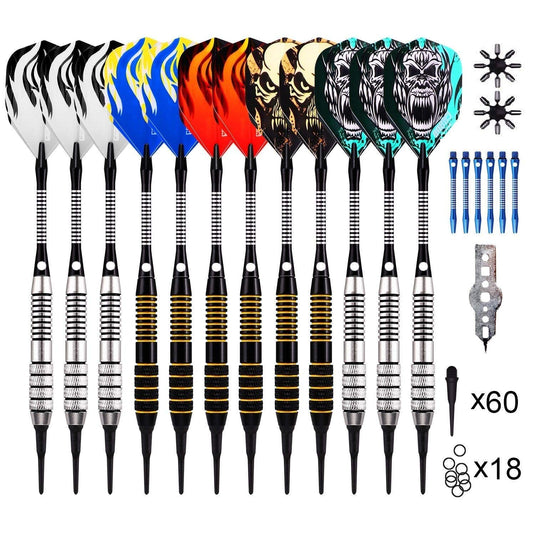 One80 Soft Tip Darts Set with Accessories| 12 Pack 