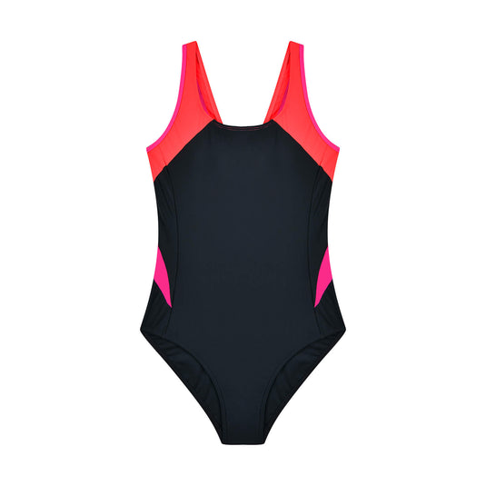 Women's sports swimsuit with racerback panel