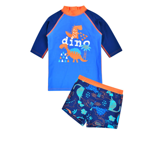 Baby Swimsuit Set Boy UPF 50+, Dinosaur Blue