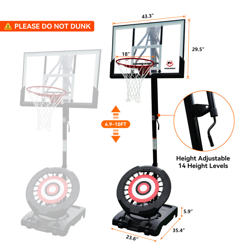 Load image into Gallery viewer, WIN.MAX Portable Basketball Hoop and Goal -44 inches
