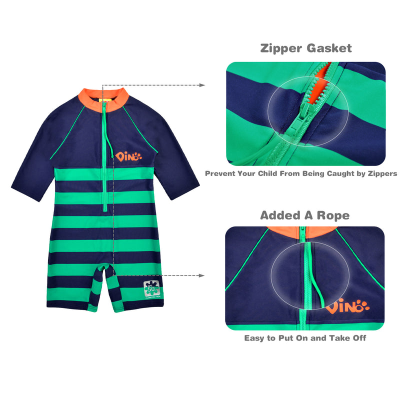 Load image into Gallery viewer, Boys one piece short sleeve zip up swimsuit
