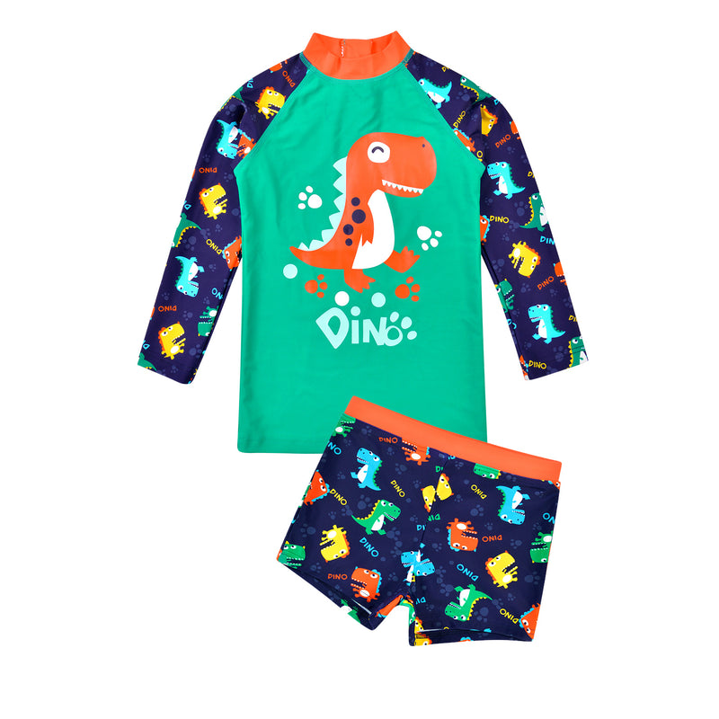 Load image into Gallery viewer, Baby Swimsuit Set Boy SPF 50+, Dinosaur Green
