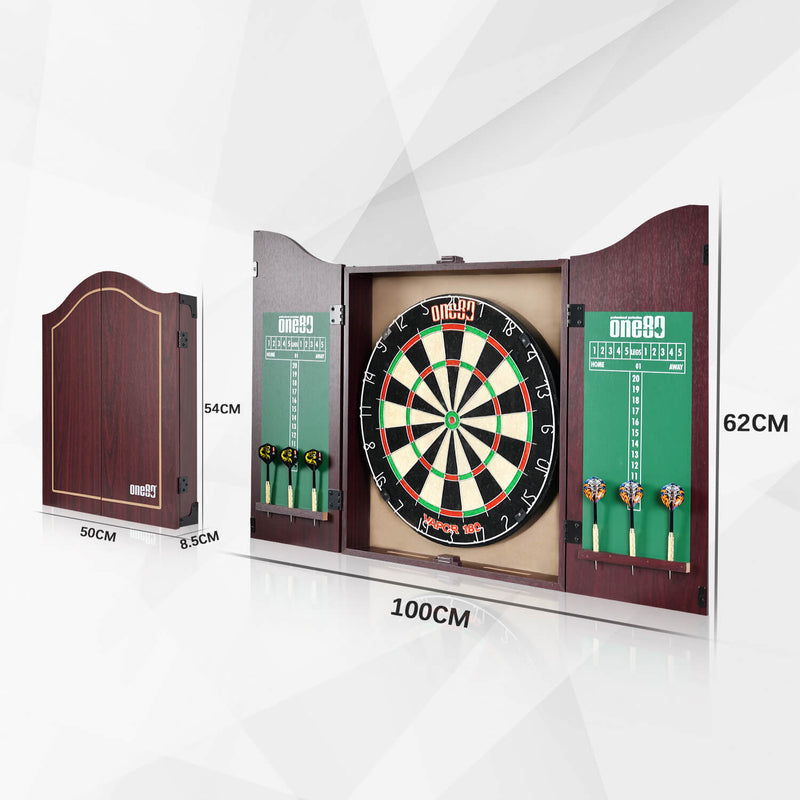 Laden Sie das Bild in Galerie -Viewer, One80 All-in-One Dartboard Cabinet Set - Brown
