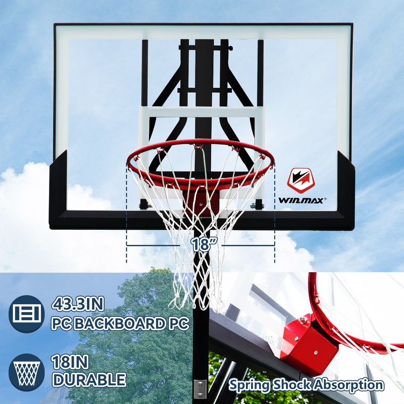 Load image into Gallery viewer, WIN.MAX Portable Basketball Hoop and Goal -44 inches
