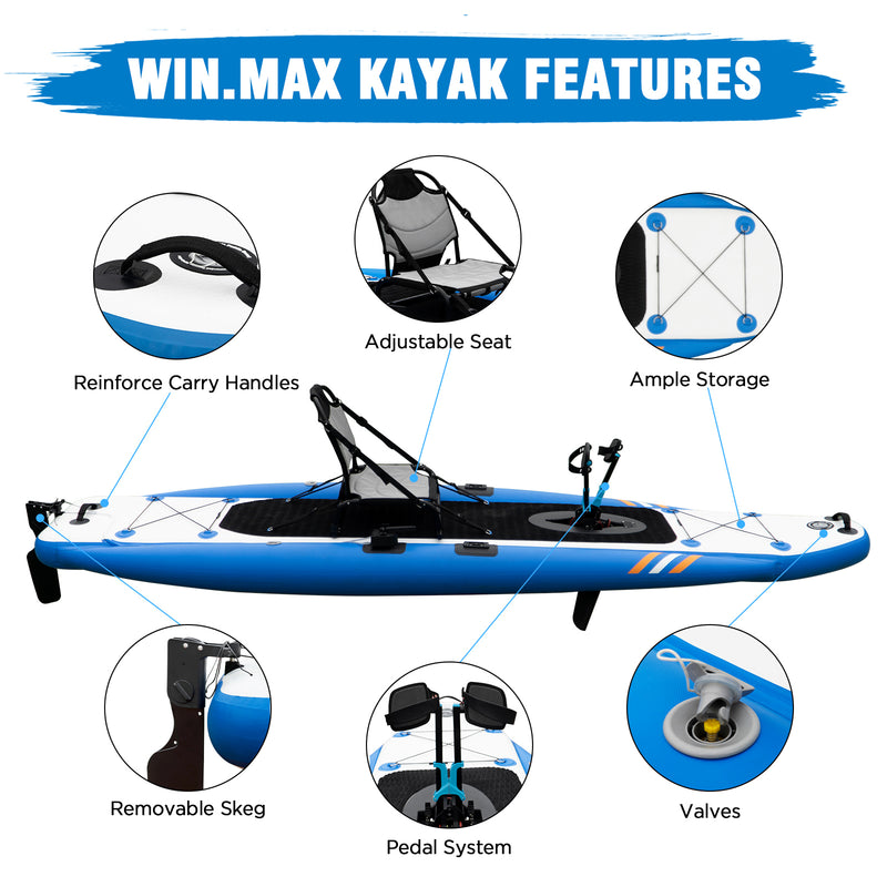 Load image into Gallery viewer, WIN.MAX Lightweight Inflatable Fishing Pedal Kayak
