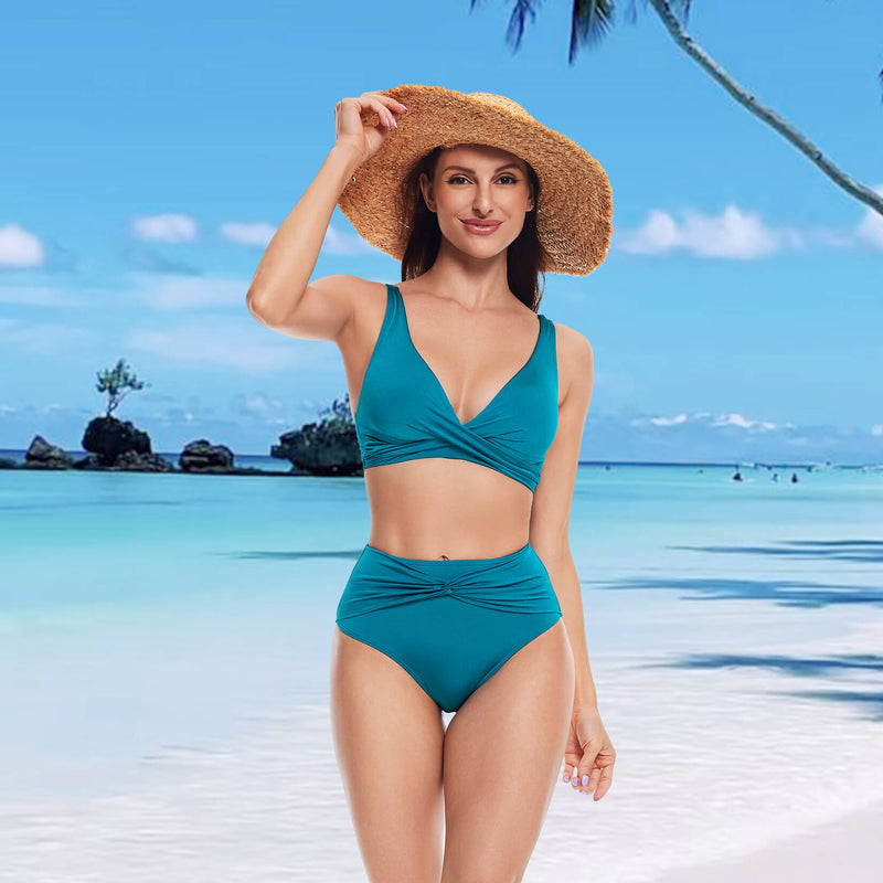 Cargue la imagen en el visor de la galería, Pfauenblaues Bikini-Set
