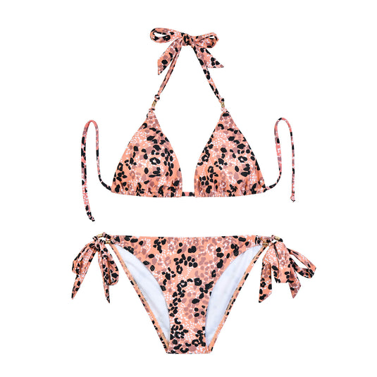 iSLASISIA Daisy Halterneck Triangle Bikini Set with Tie Back