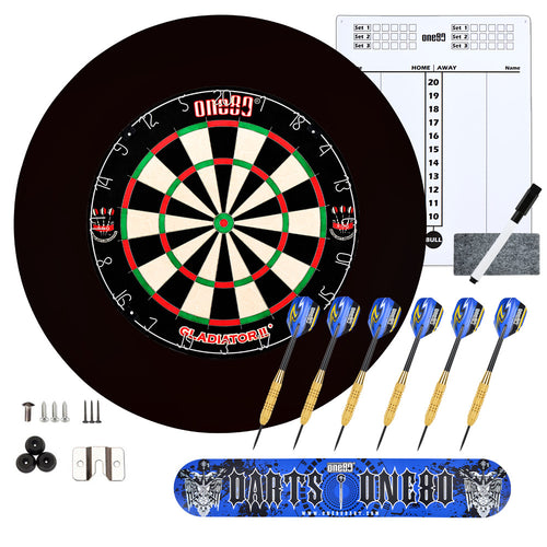 One80 Dartboard Gladiator II Dartboard & PU Protection Ring Set