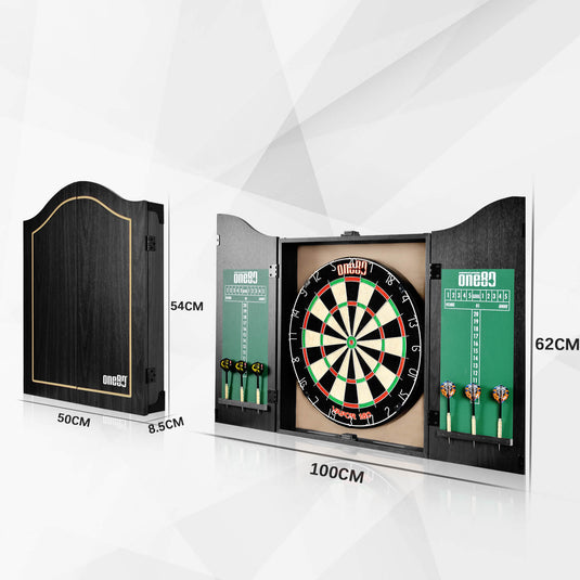 One80 All-in-One Dartboard Cabinet Set - Black