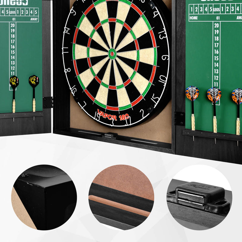 Laden Sie das Bild in Galerie -Viewer, One80 All-in-One Dartboard Cabinet Set - Black
