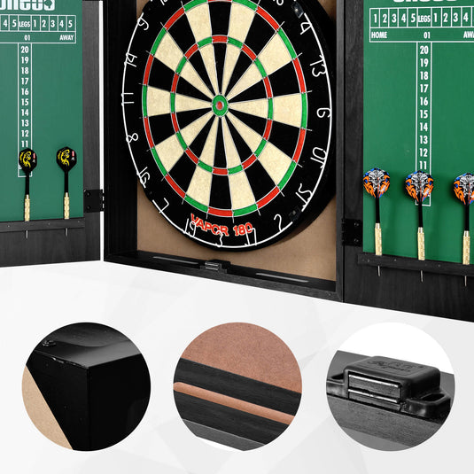 One80 All-in-One Dartboard Cabinet Set - Black