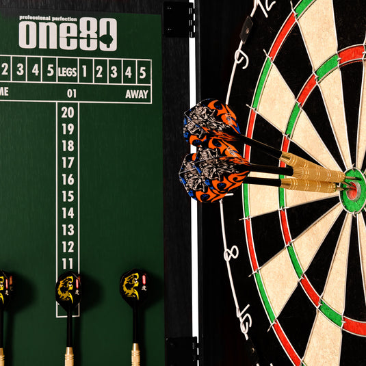 One80 All-in-One Dartboard Cabinet Set - Black