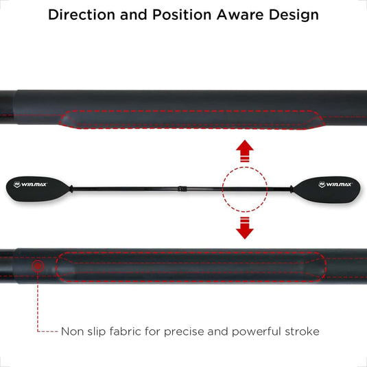 WIN.MAX Kajakpaddel für Erwachsene, verstellbar, Schwarz