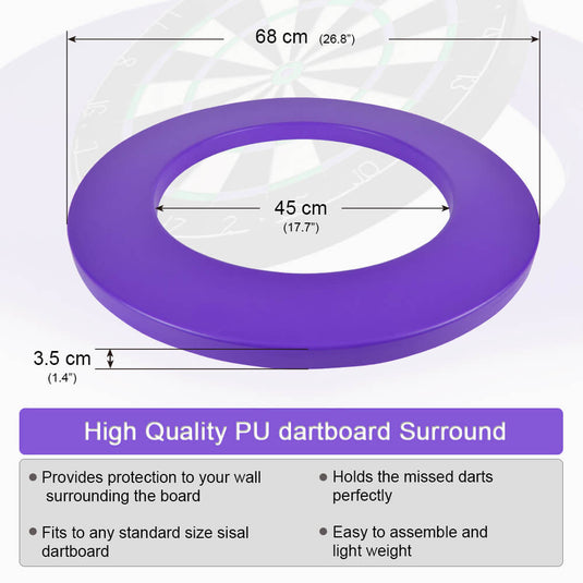 One80 PU Heavy Duty Dartboard Surround Ring, Multiple Colours 