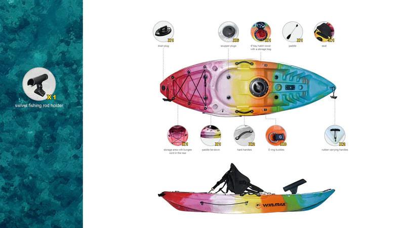 Load image into Gallery viewer, WIN.MAX Jellyfish children&#39;s kayak with 1 paddle
