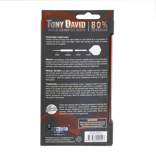 TONY DAVID Steel Tip Darts - 80% Tungsten