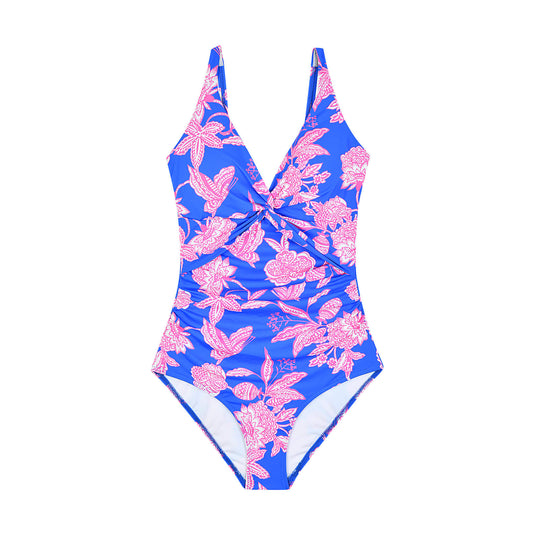 Women's floral front twisted hem swimsuit