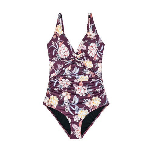 Women's swimsuit with floral print and shaping effect