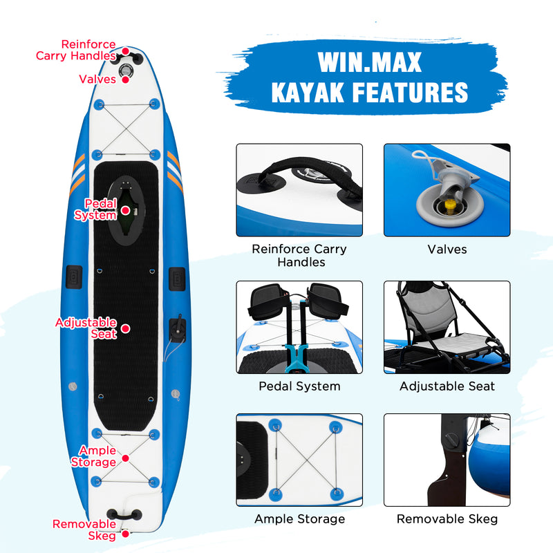 Load image into Gallery viewer, WIN.MAX Lightweight Inflatable Fishing Pedal Kayak
