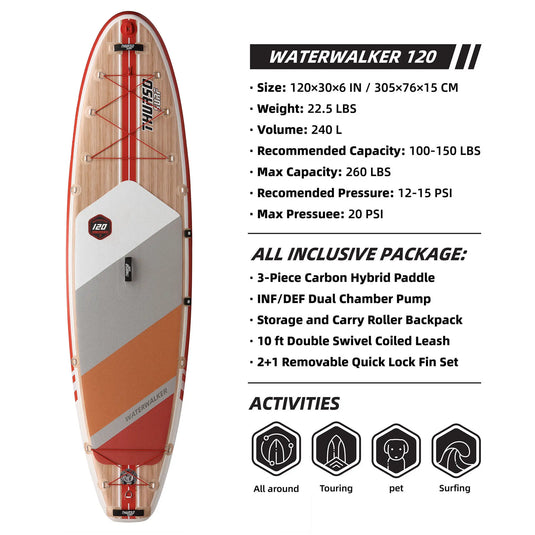 Tabla de SUP polivalente Waterwalker 120 de 10 pies