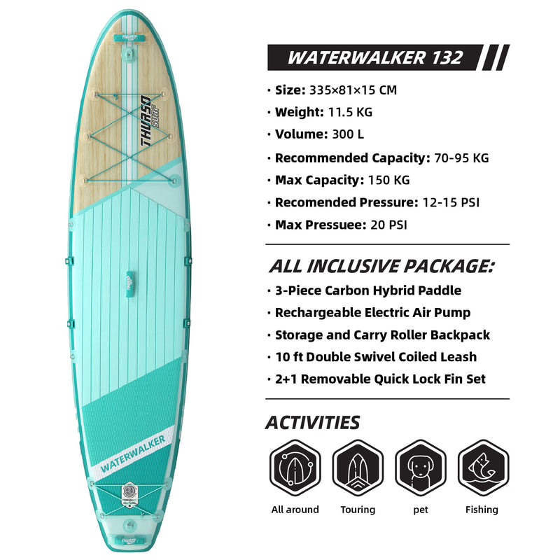 Laden Sie das Bild in Galerie -Viewer, Waterwalker 132 11′ All-around SUP - Turquoise
