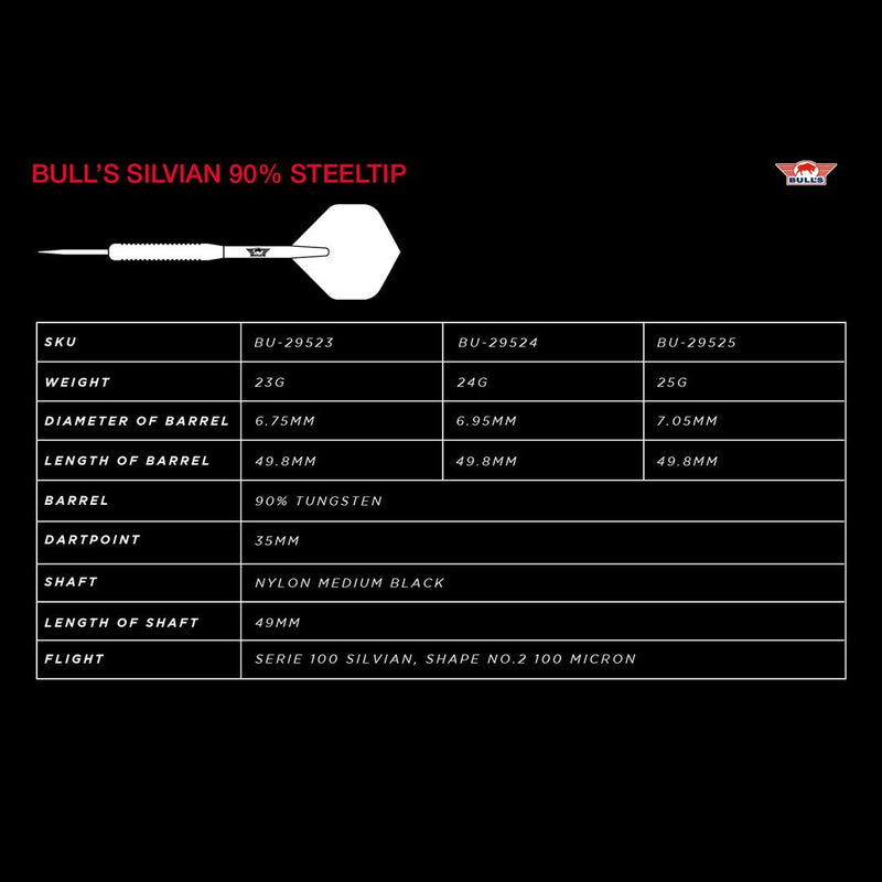 Load image into Gallery viewer, Bull&#39;s Silvian 90% Steeltip
