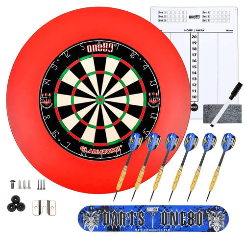 One80 Dartboard Gladiator II With PU Surround Set - Red